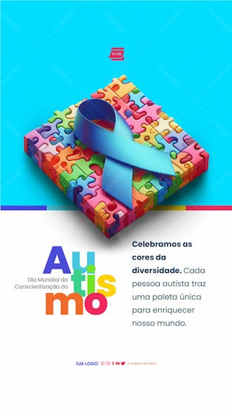 Story dia mundial da conscientização do autismo cores da diversidade