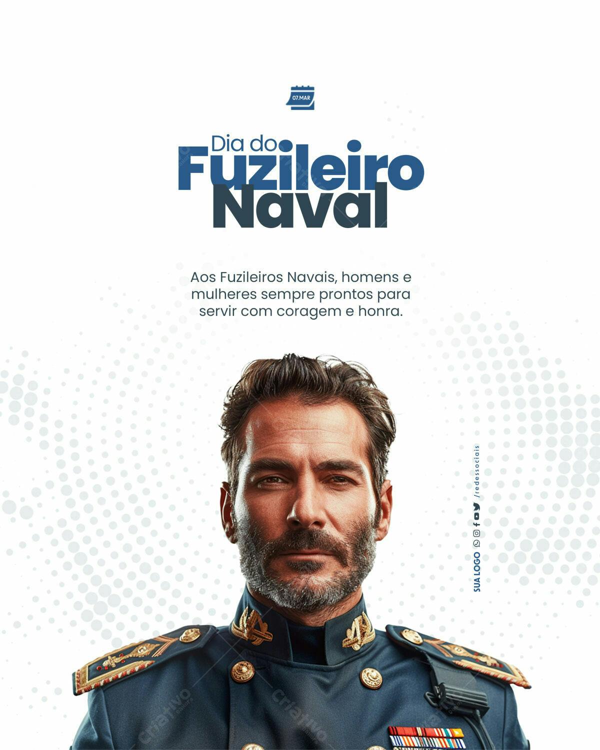 Postagem Dia do Fuzileiro Naval PSD Editável