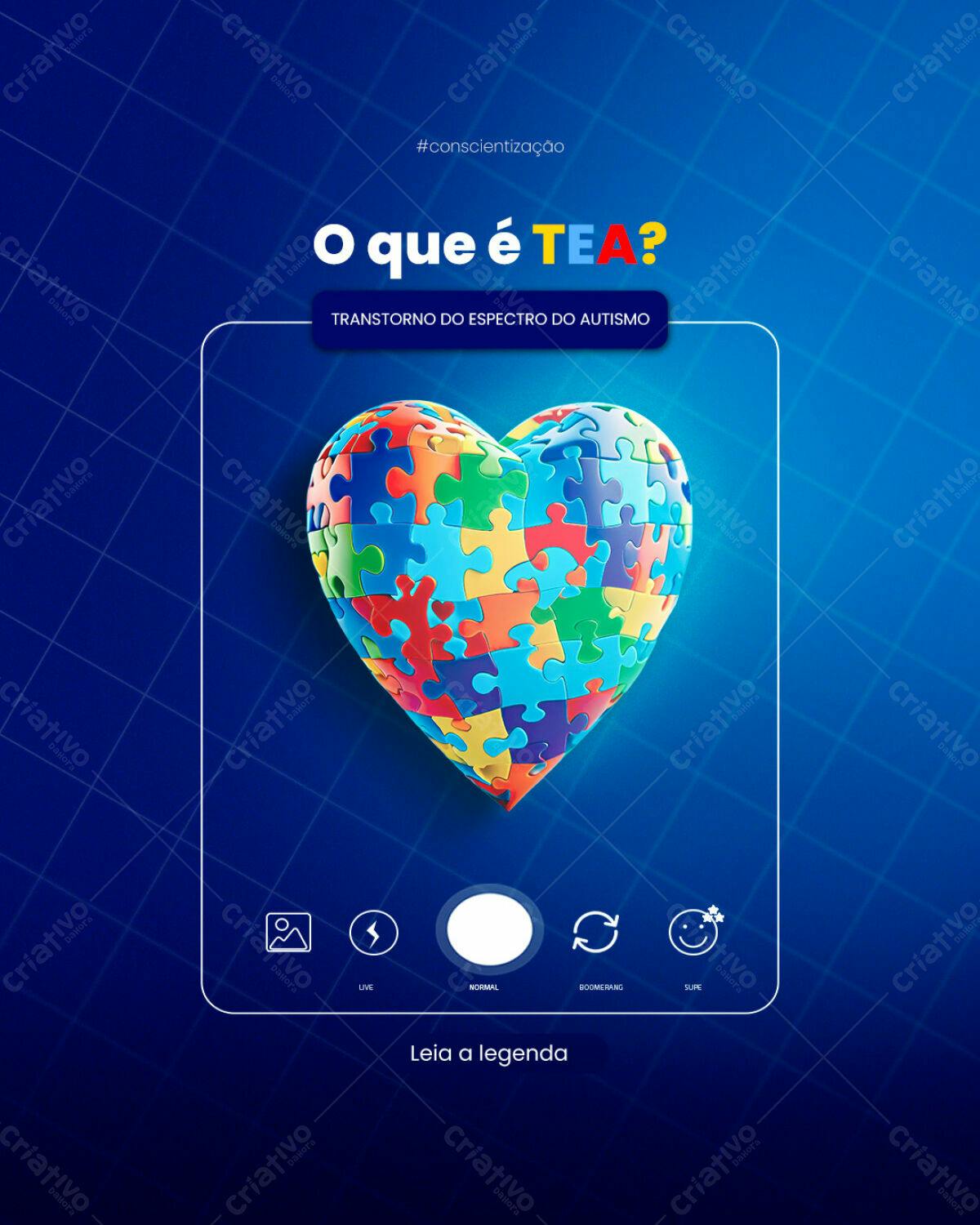 Post para Conscientização do TEA PSD Editável