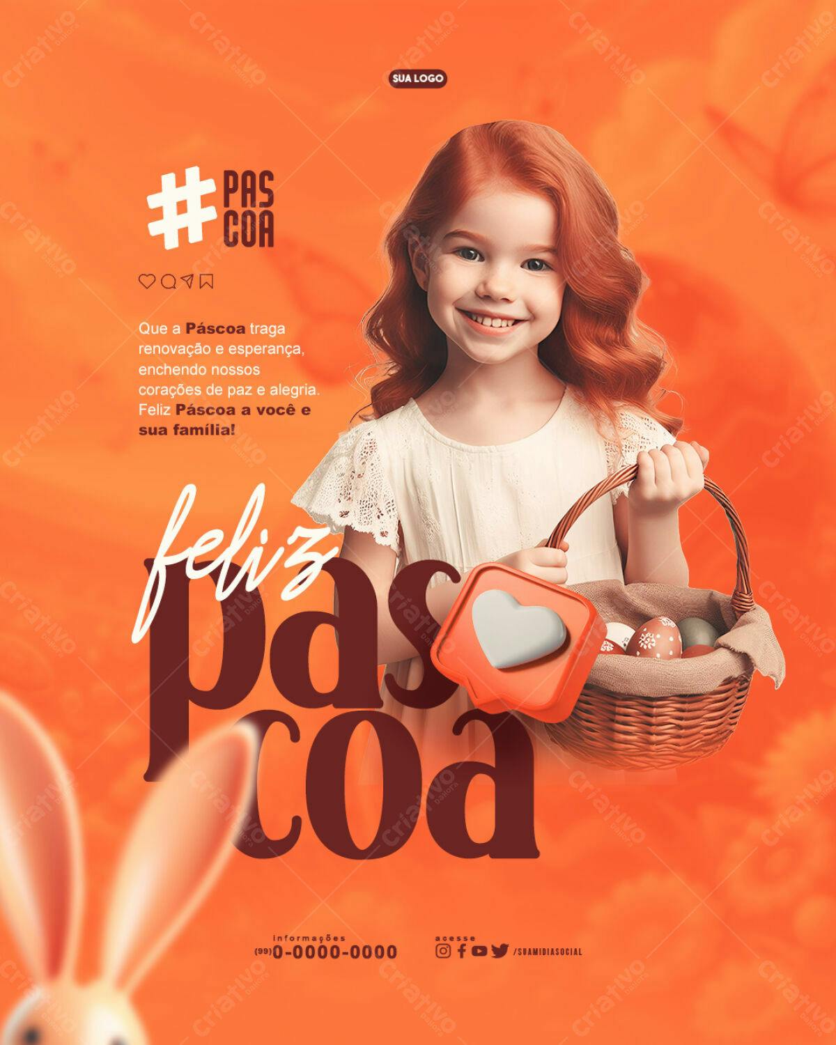 Flyer Páscoa Infantil PSD Editável