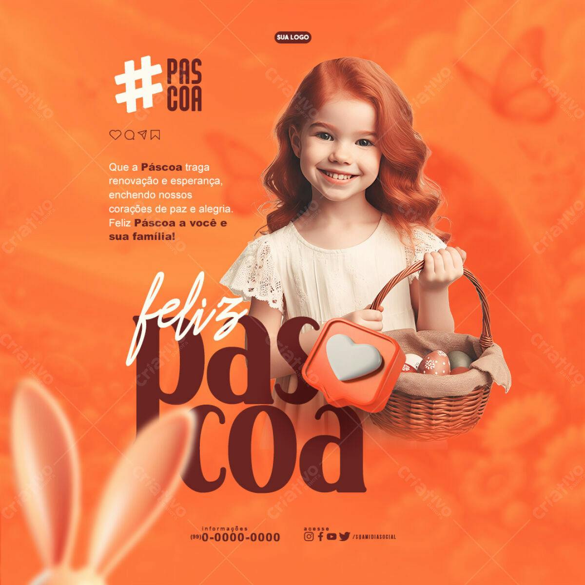 Postagem Feliz Páscoa PSD Editável