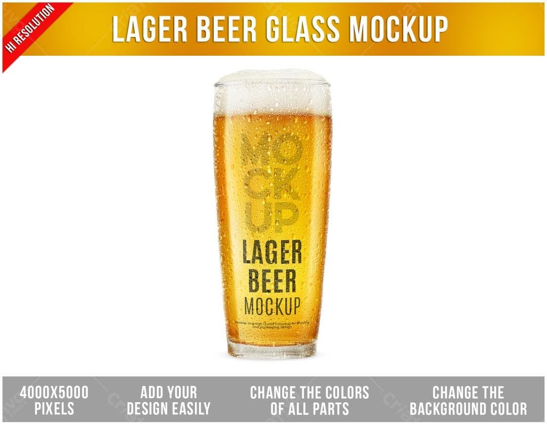 Mockup Realista de Copo de Cerveja Lager