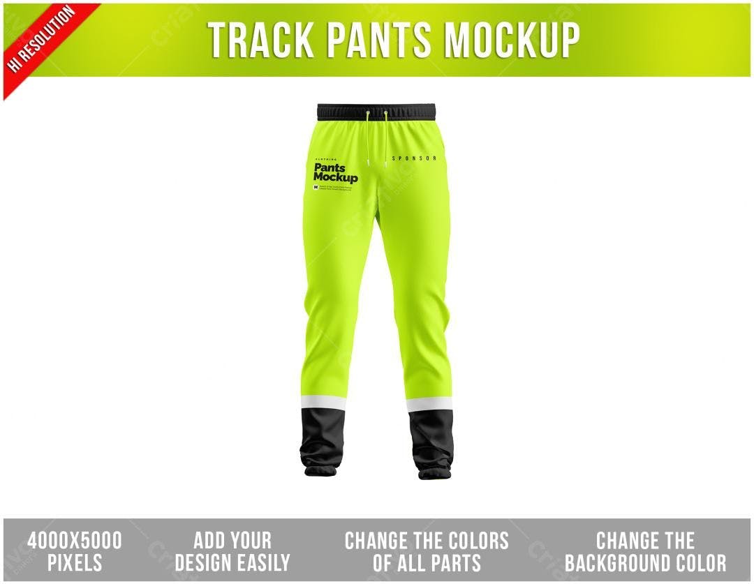 Mockup Calças de Treino Amarelo-Limao: Design Esportivo