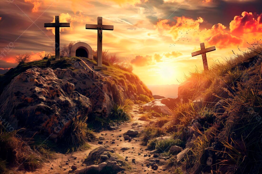 Três Cruzes ao Pôr do Sol