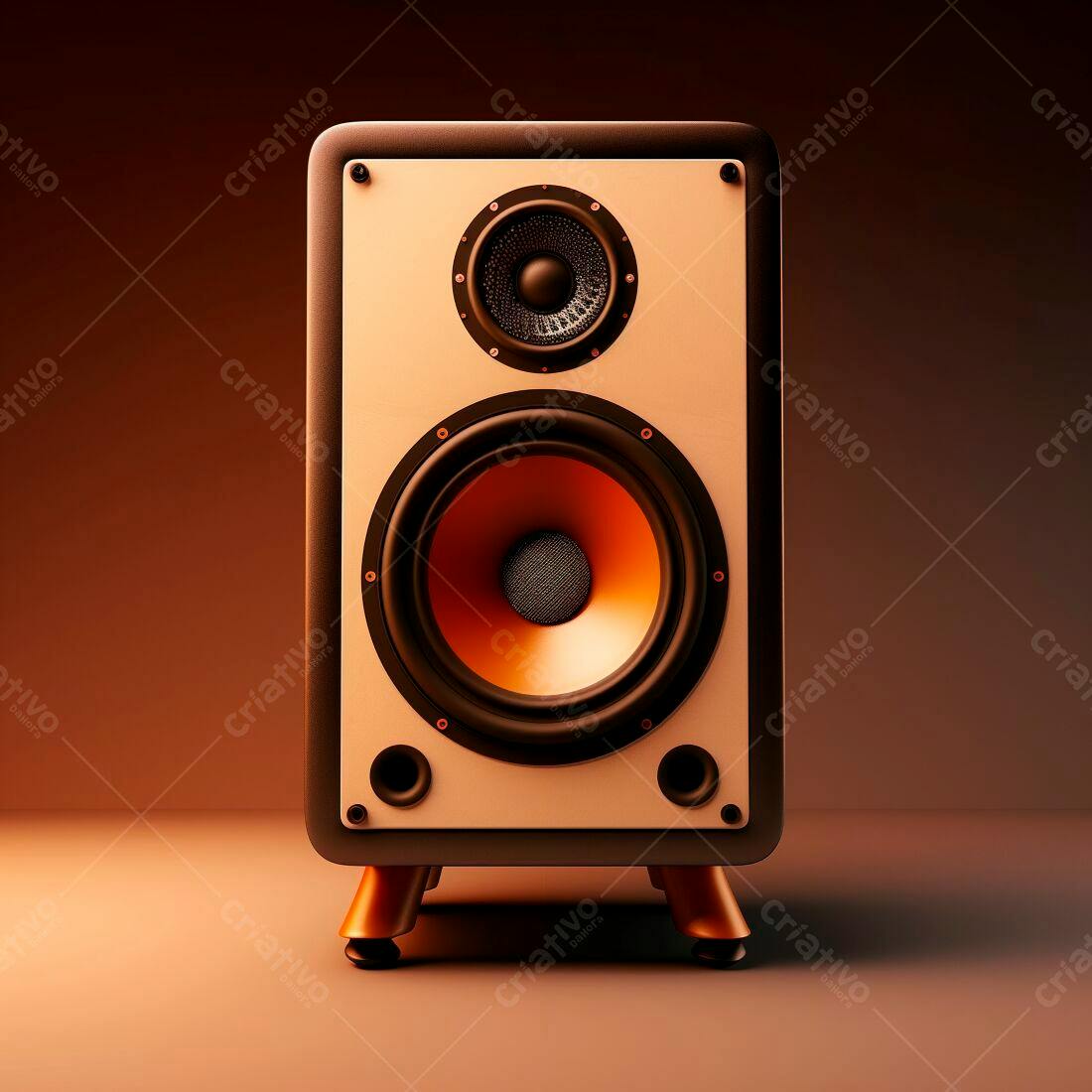 Caixa de Som Vintage com Alto-Falante Laranja