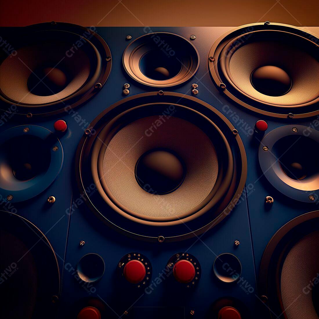 Caixa de Som Retro Azul com Alto-Falantes