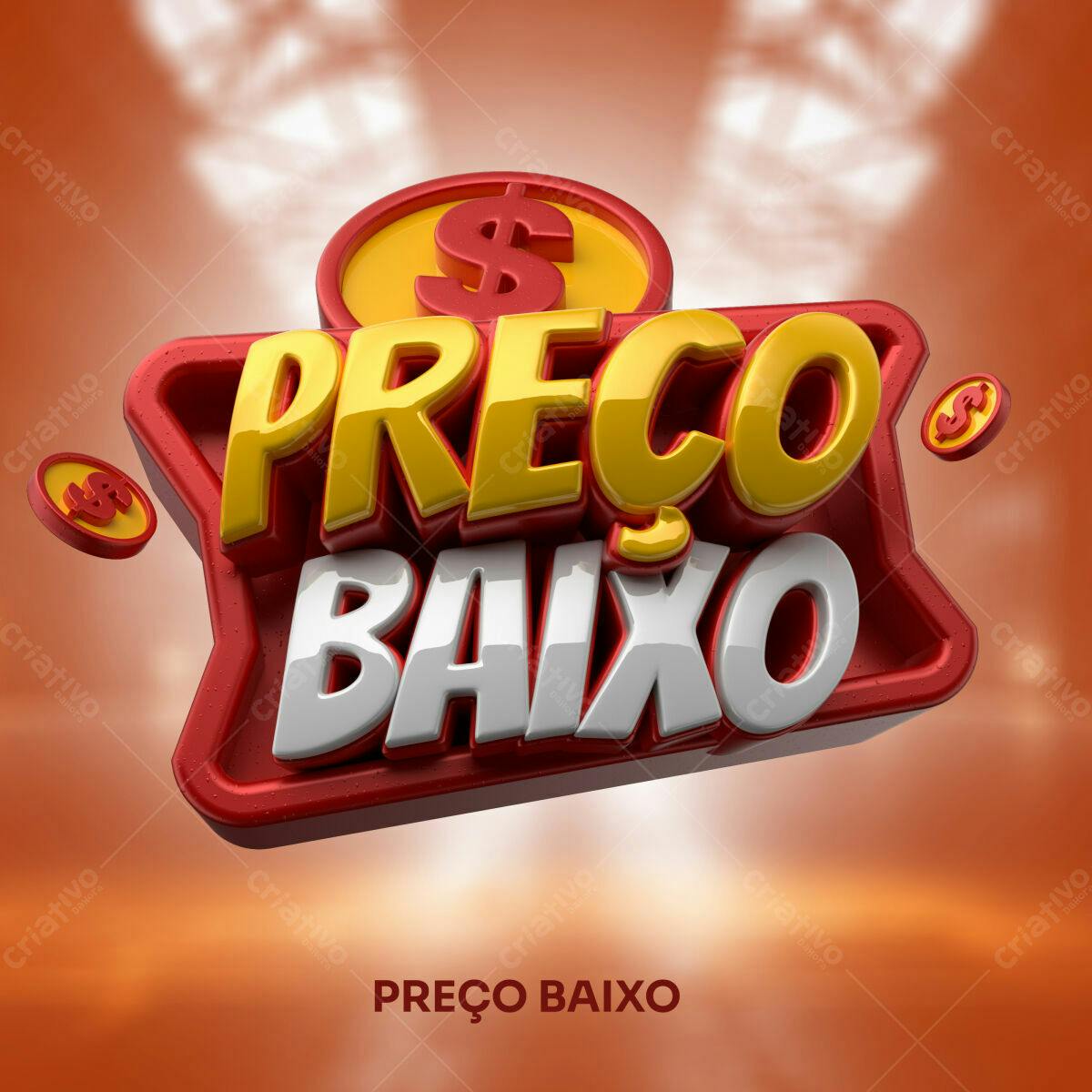 Logotipo Preço Baixo PSD Editável