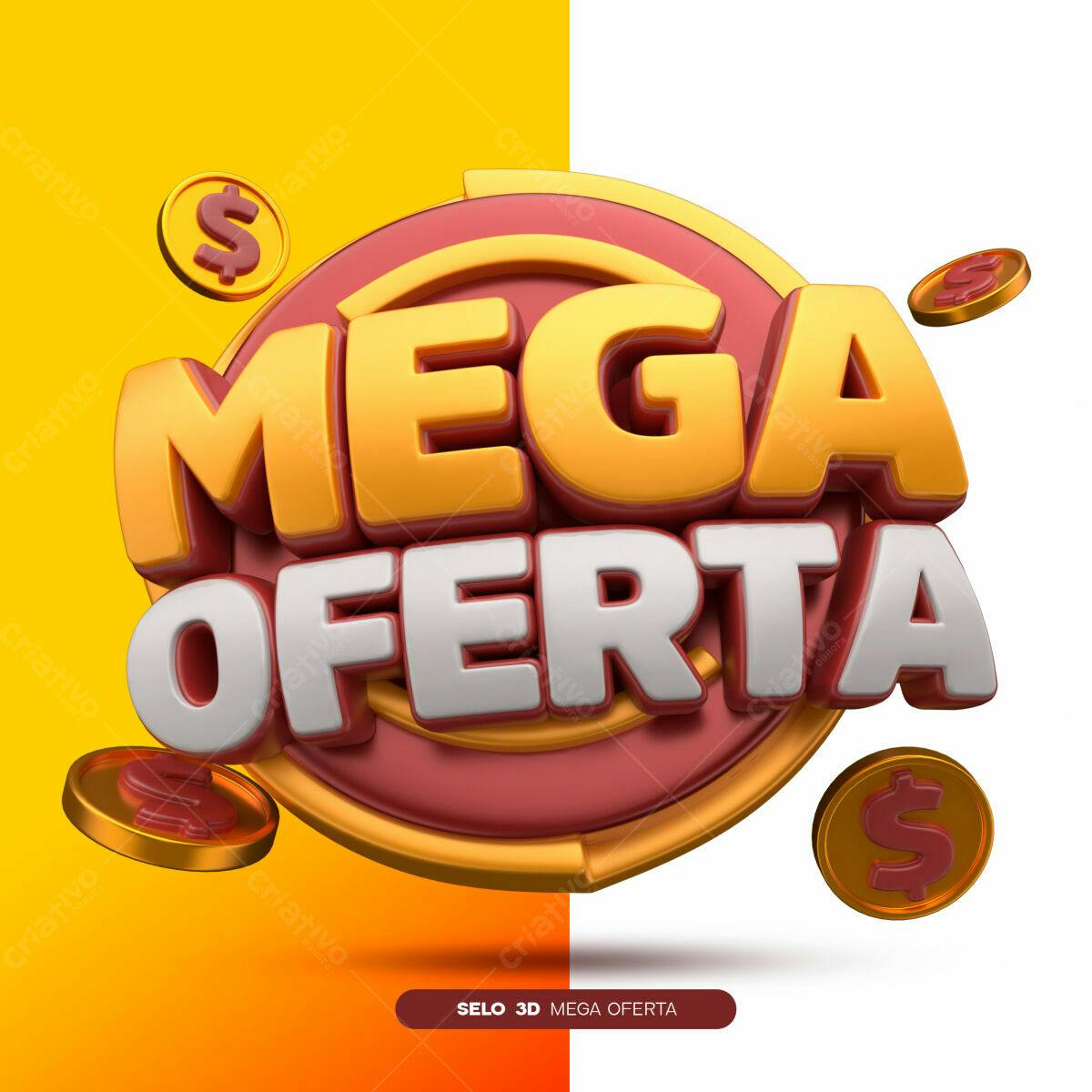 Selo 3D Mega Oferta PSD Editável