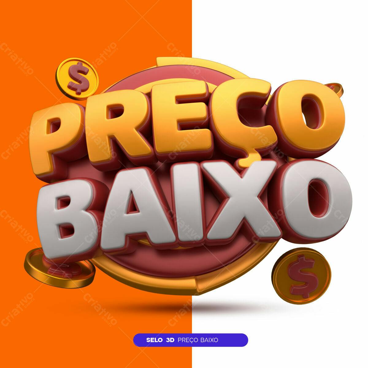 Selo 3D Preço Baixo PSD Editável