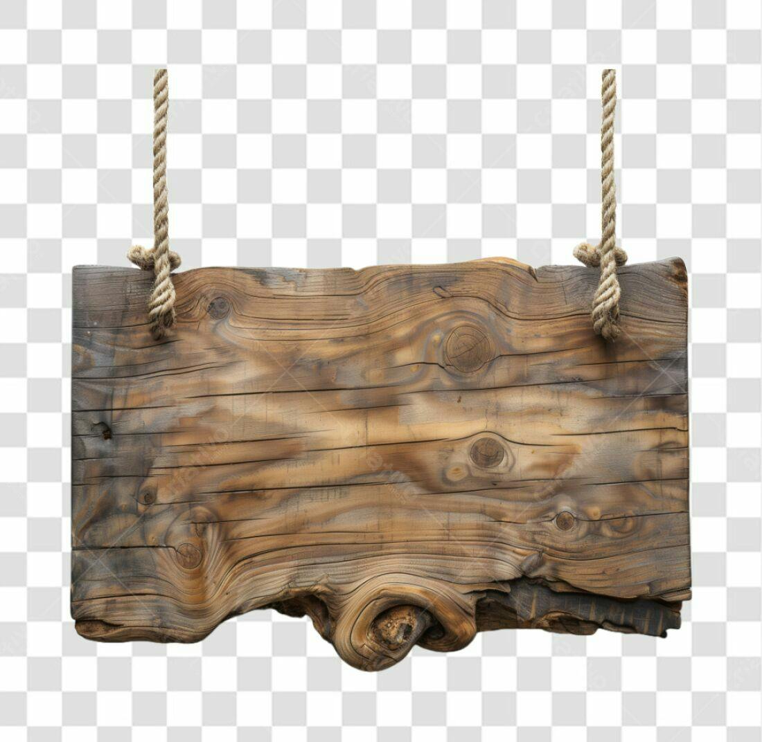 Placa de madeira rústica PNG com fundo transparente