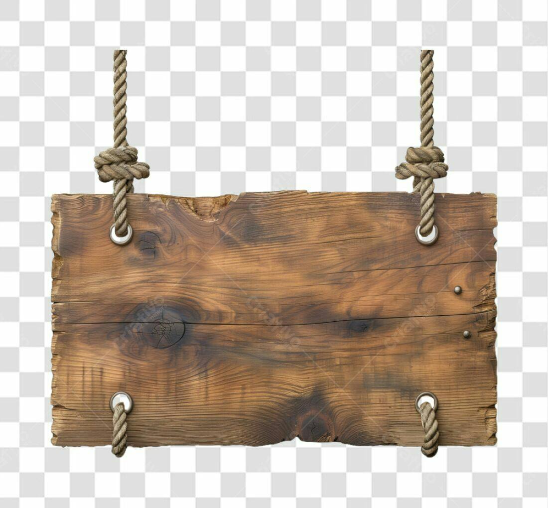 Placa de Madeira Rustica PNG com fundo transparente
