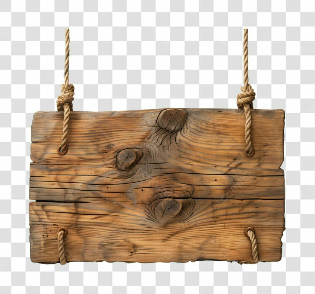 Placa de Madeira Rustica PNG com fundo transparente