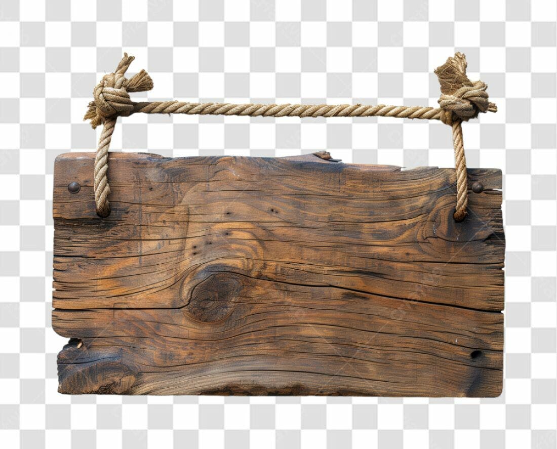 Placa de madeira rústica PNG com fundo transparente