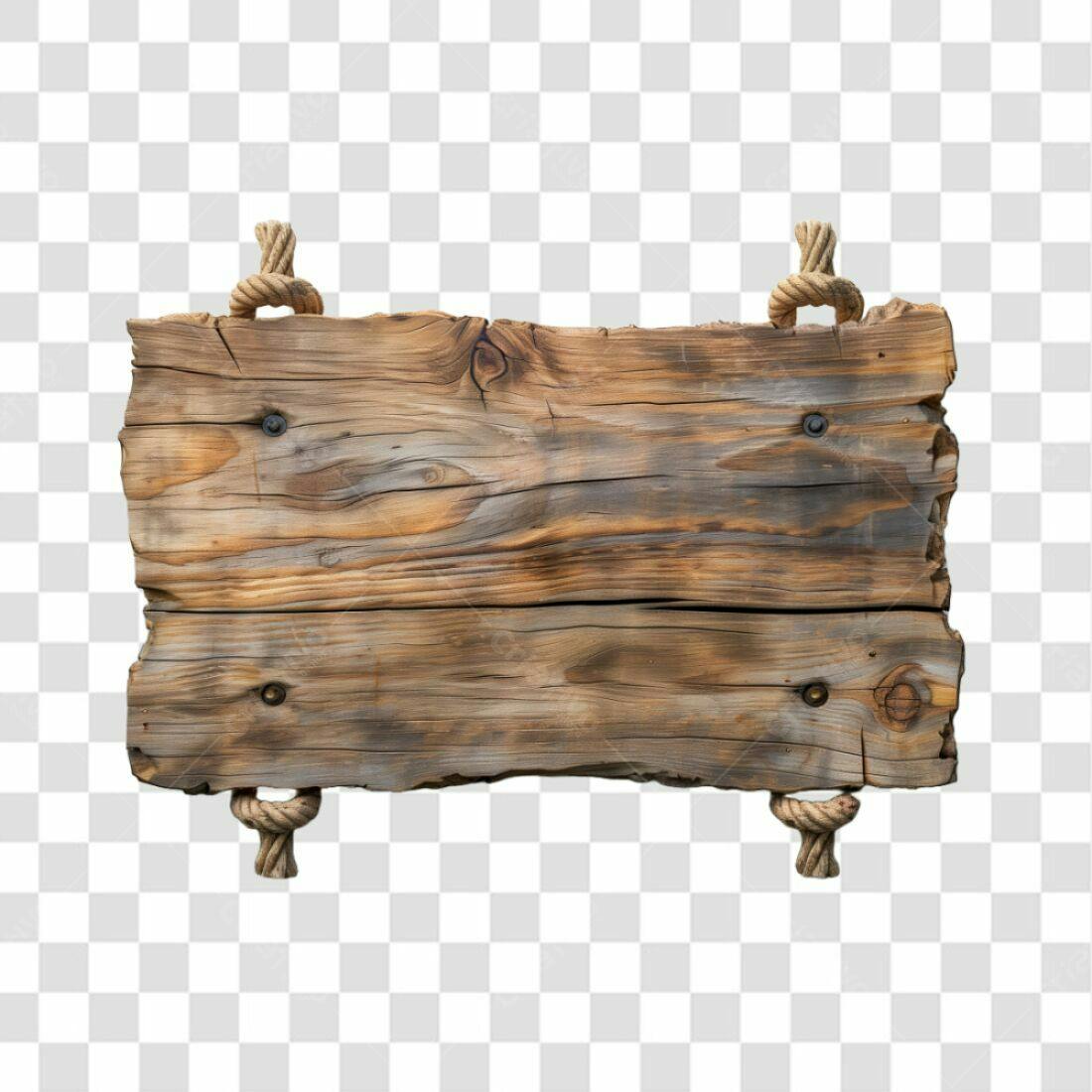 Placa de Madeira Rustica PNG com fundo transparente