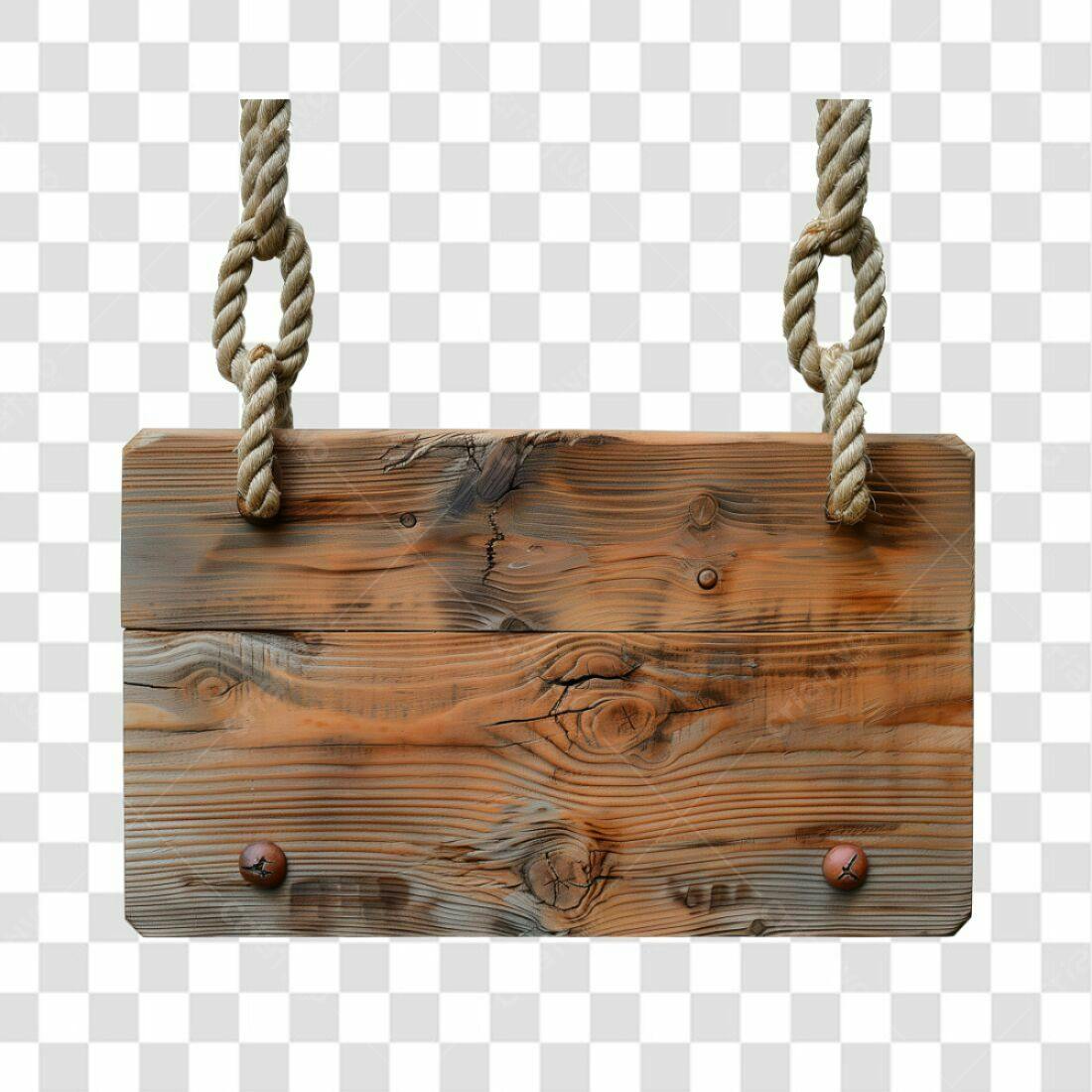 Placa de madeira rústica PNG com fundo transparente