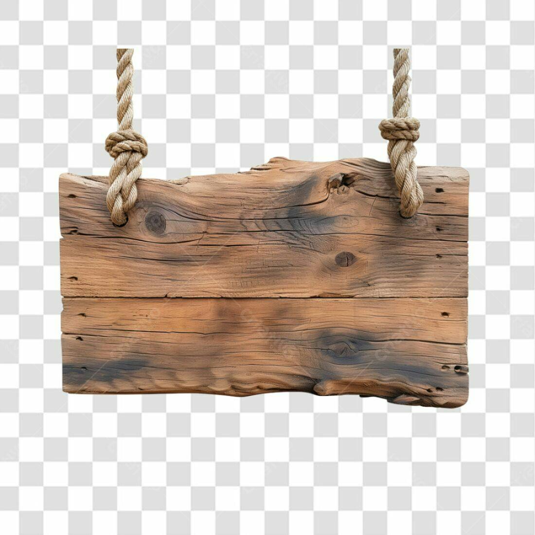 Placa de Madeira Rustica PNG com fundo transparente