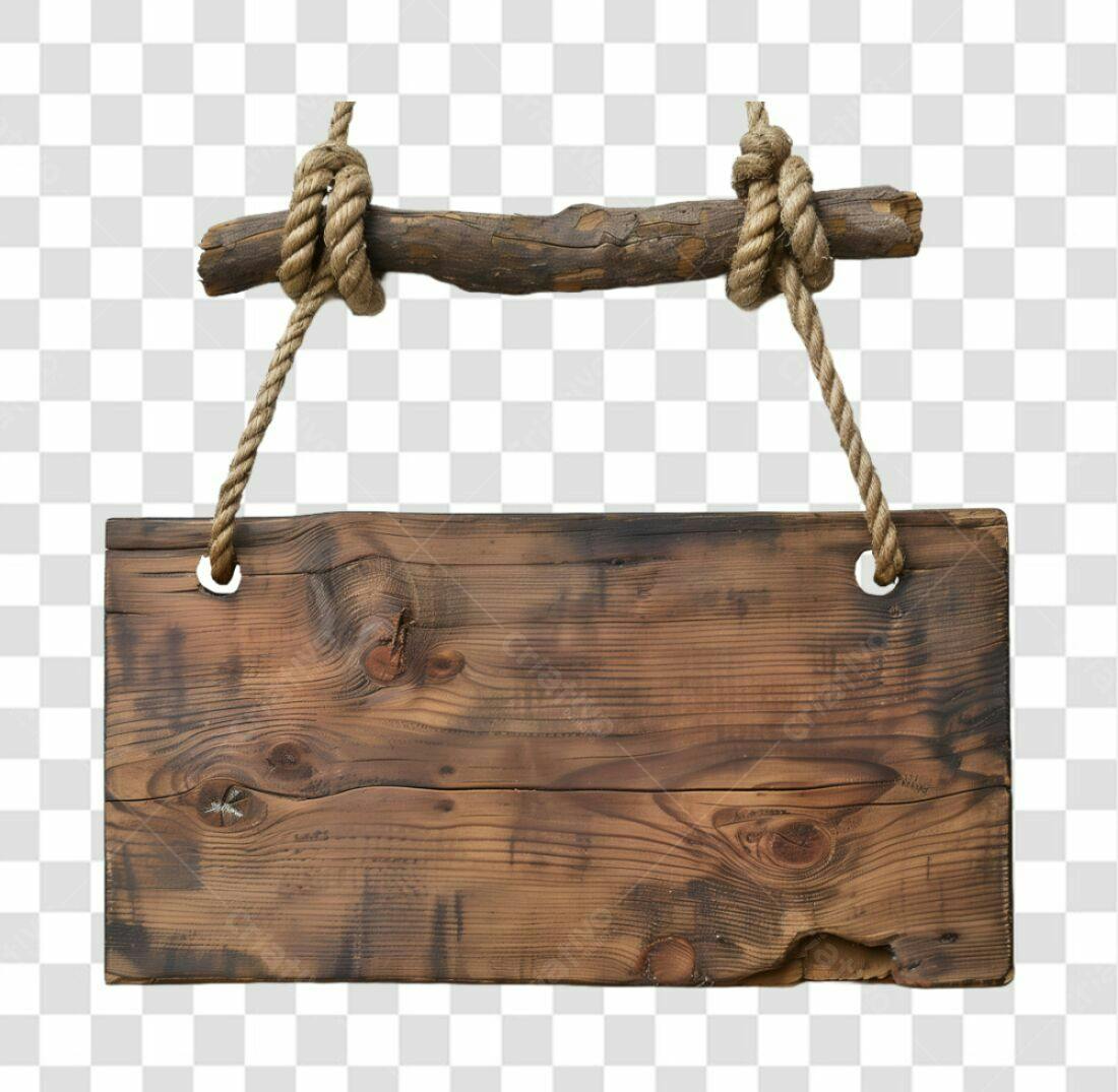 Placa de Madeira Rustica PNG com fundo transparente