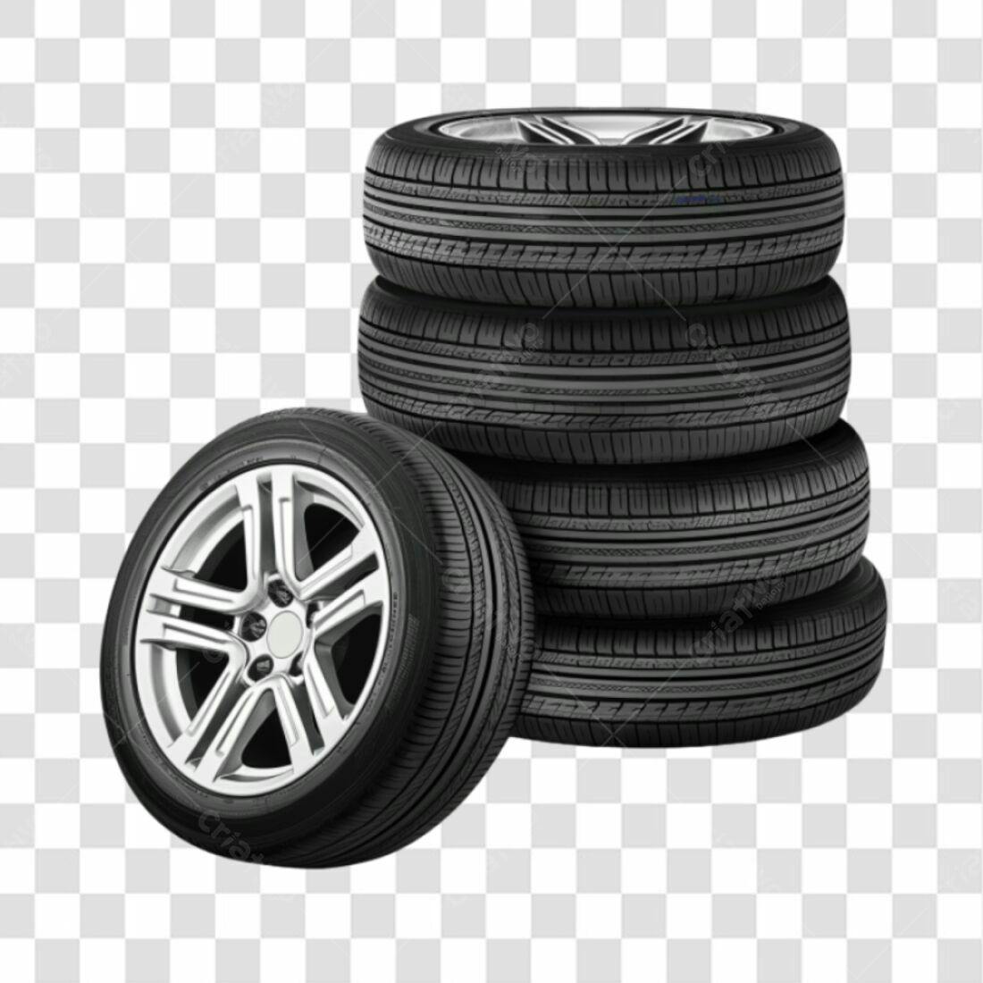 Icone Pneu Carro Preto e Prata PNG com fundo transparente