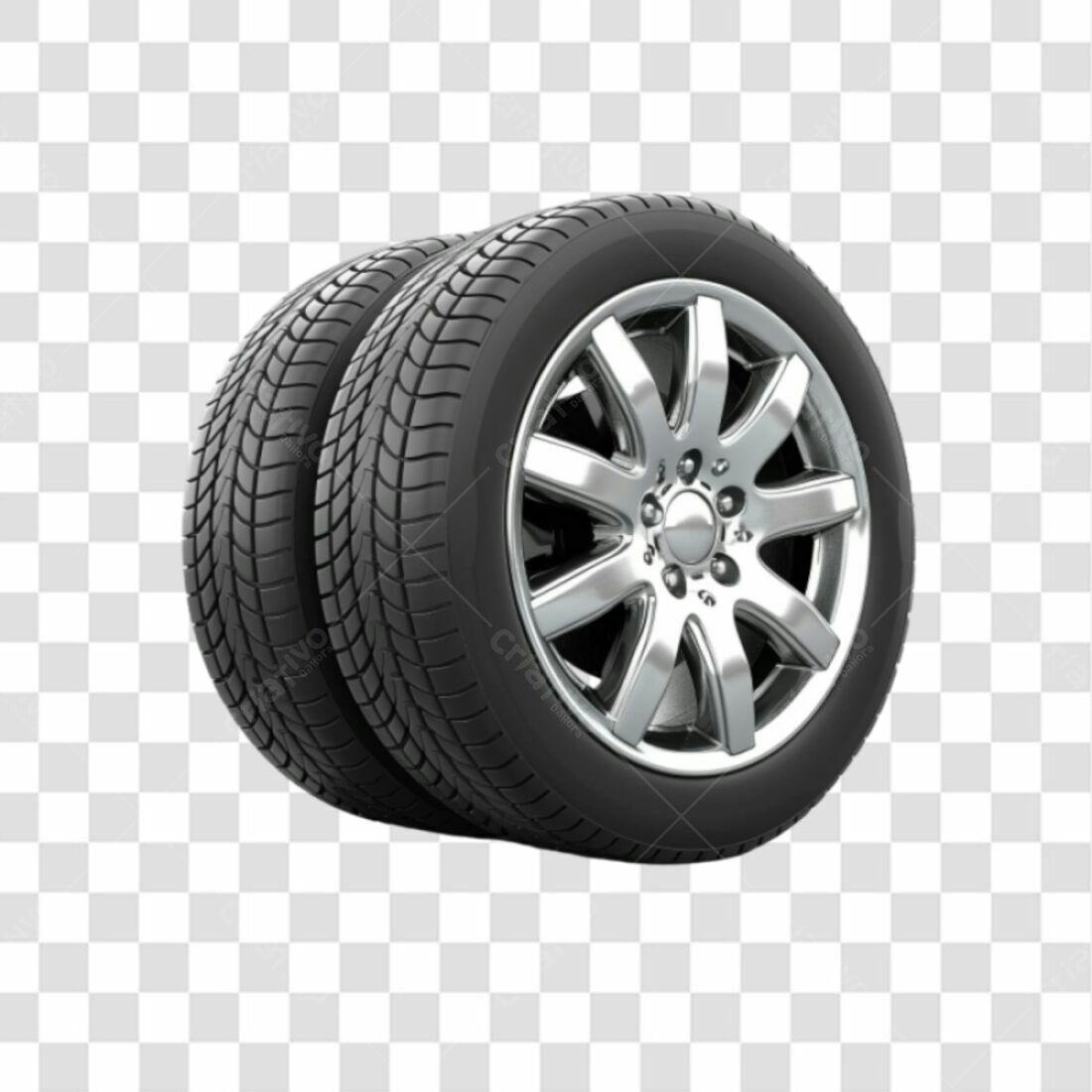 Icone Pneu Carro Prata e Preto PNG com fundo transparente