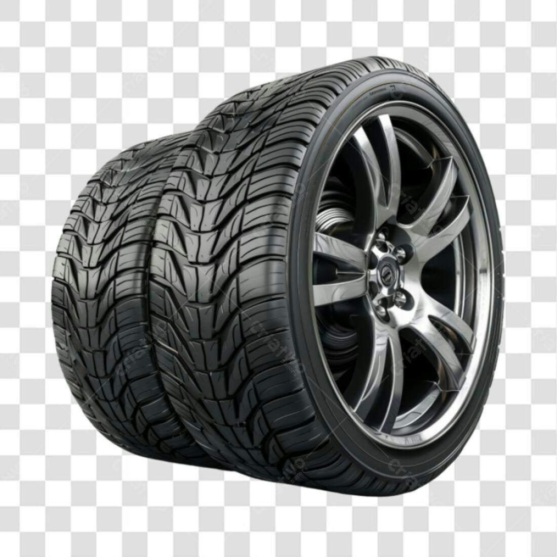 Icone Pneu Carro Preto e Aro Cinza PNG com fundo transparente
