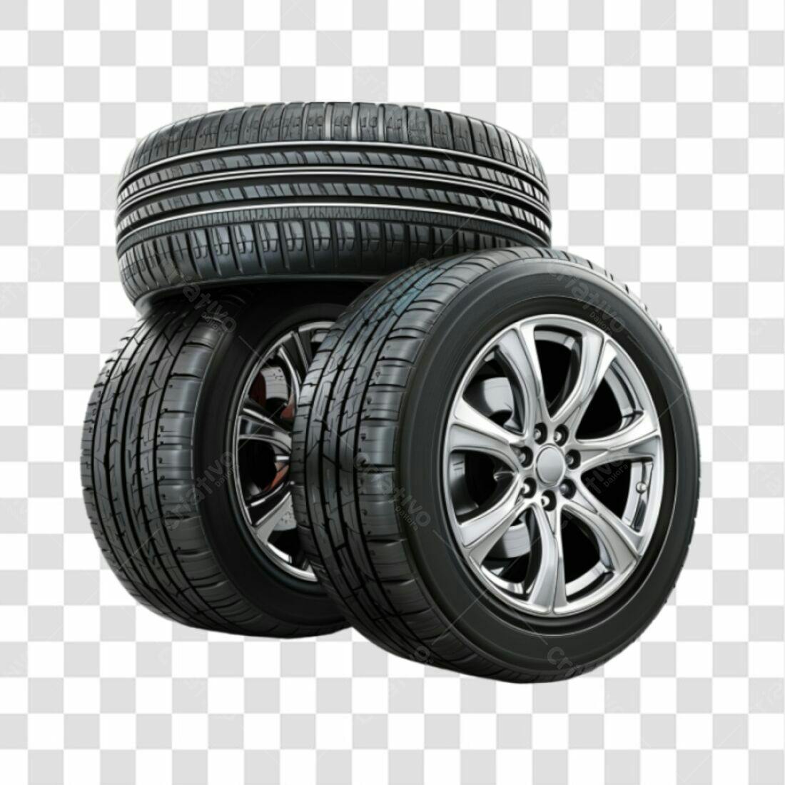 Icone Pneu Carro Preto e Prata PNG com fundo transparente