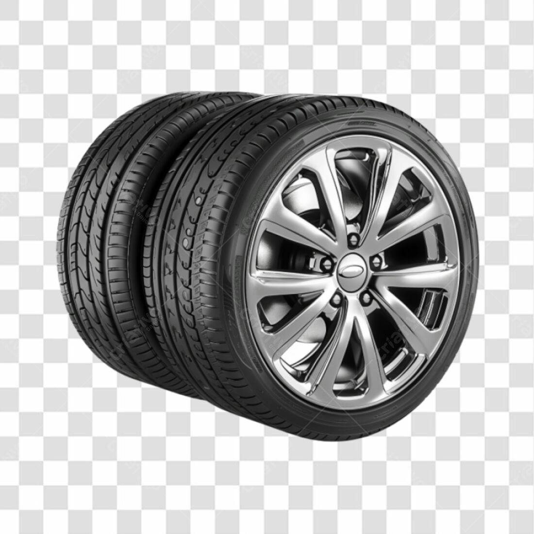Icone Pneu Carro Prata e Preto PNG com fundo transparente