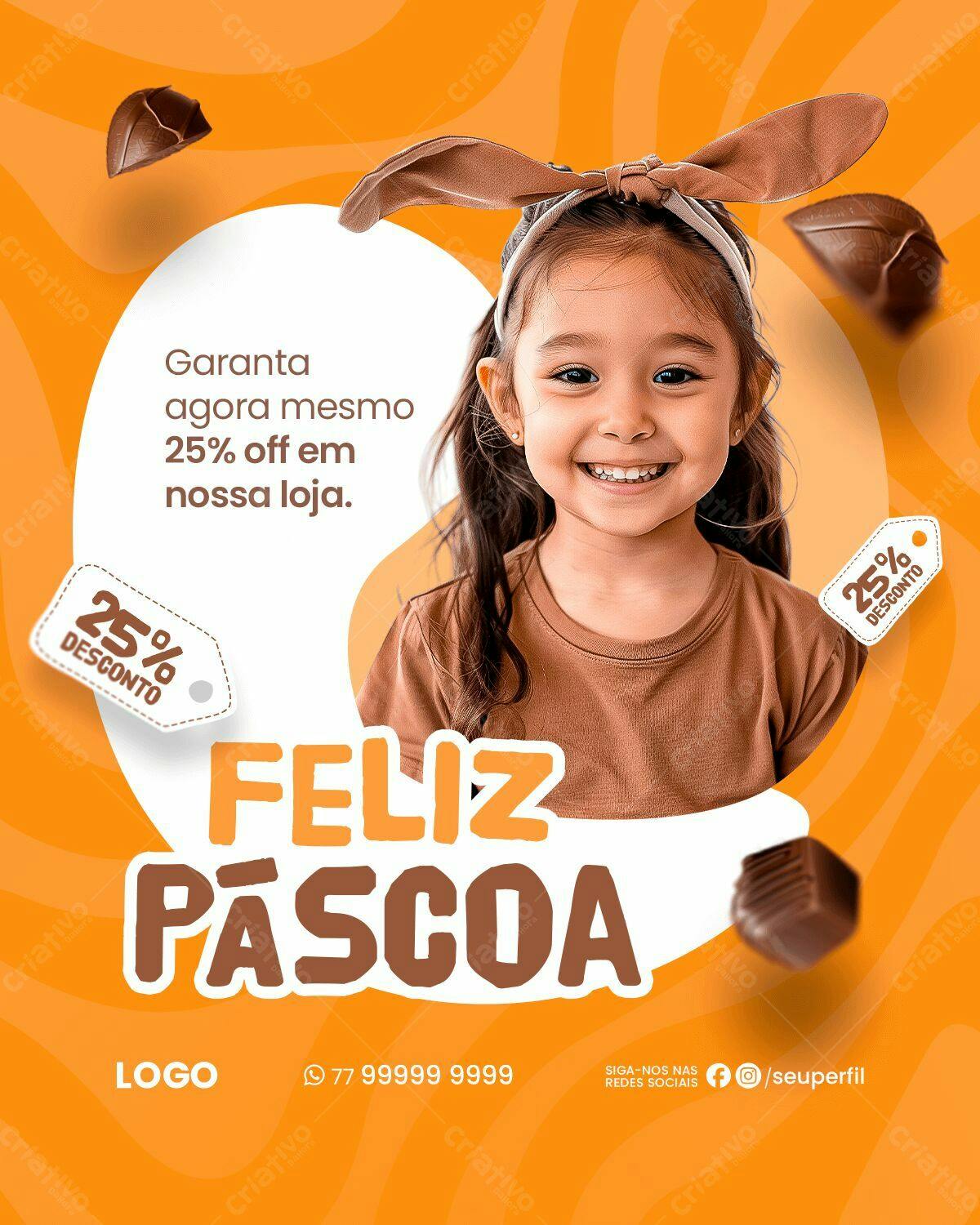 Flyer Páscoa com Criança PSD Editável