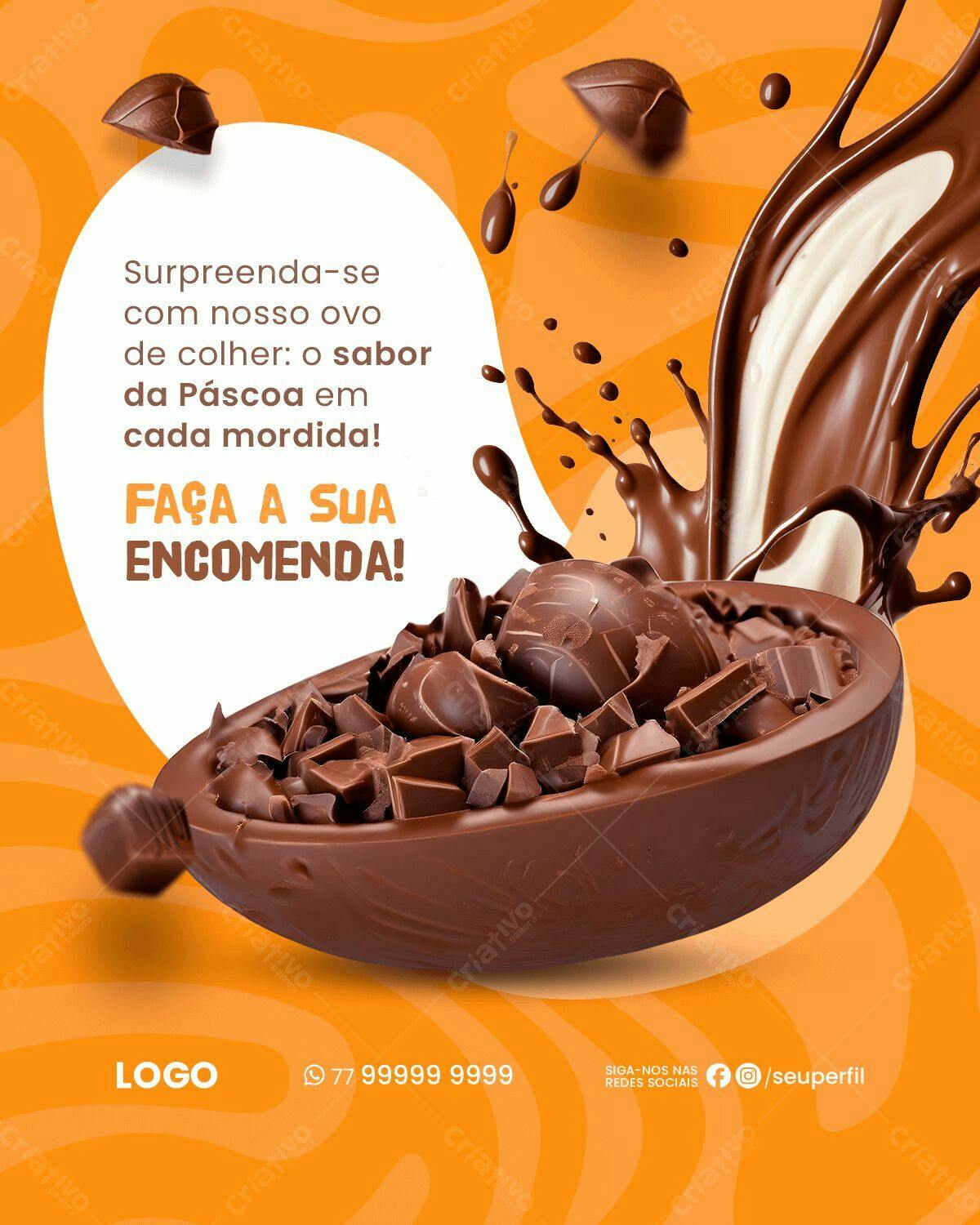 Flyer Páscoa Ovo de Colher PSD Editável