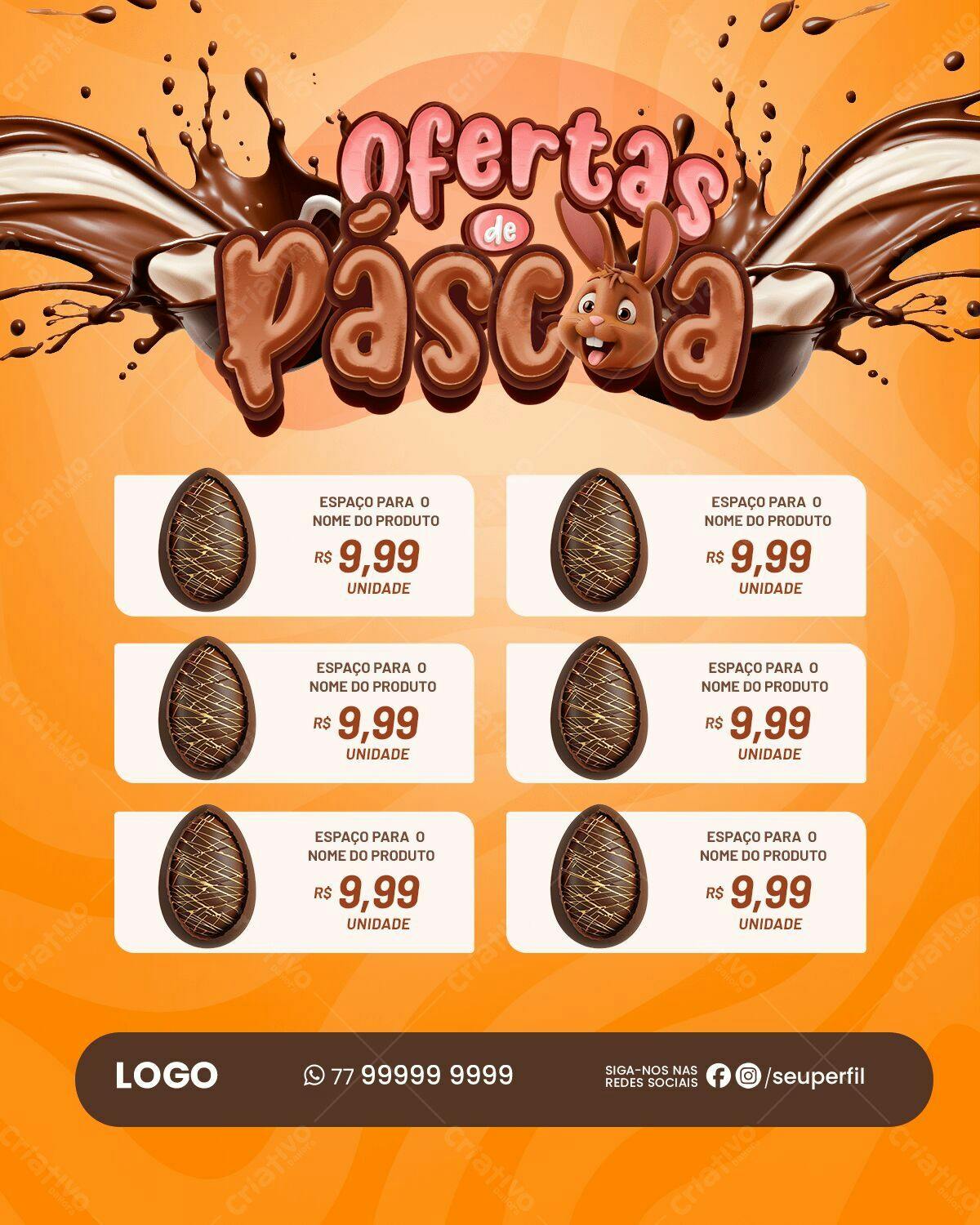 Flyer Ofertas de Páscoa PSD Editável