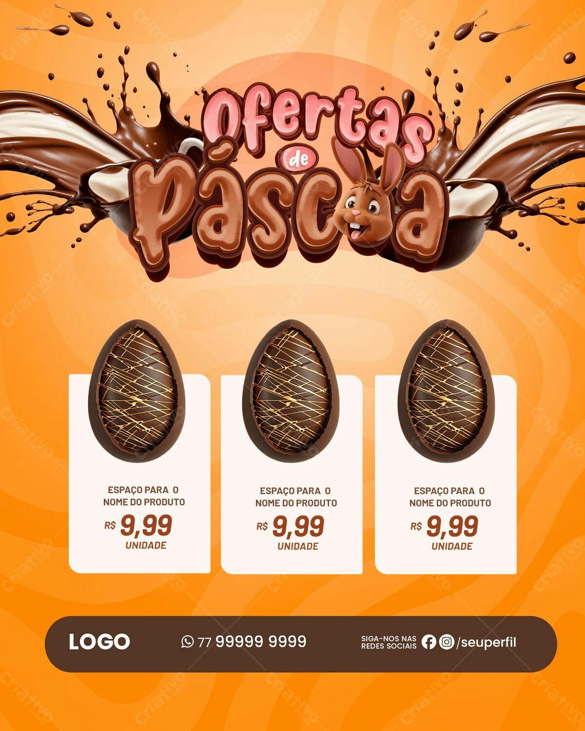Flyer Ofertas de Páscoa PSD Editável