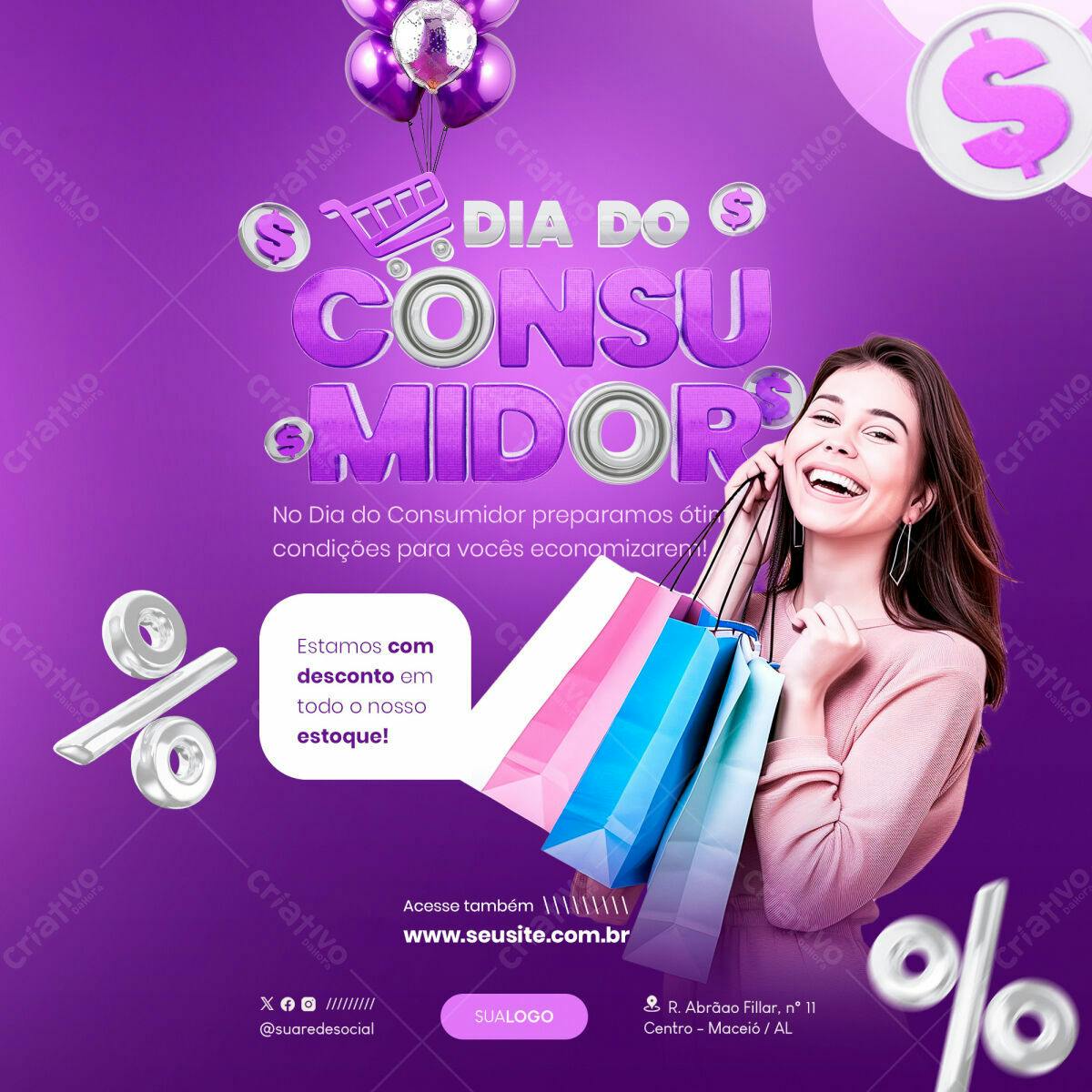 Flyer Dia do Consumidor com Desconto PSD Editável