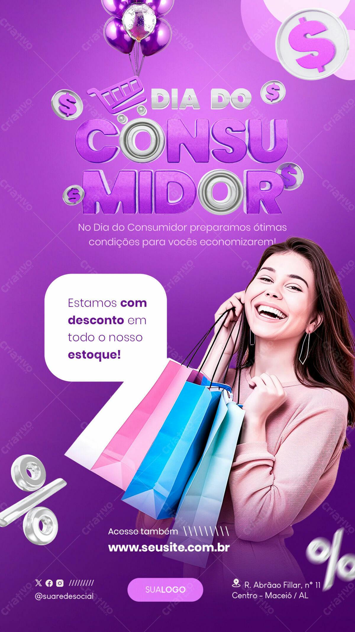 Flyer Dia do Consumidor com Desconto PSD Editável