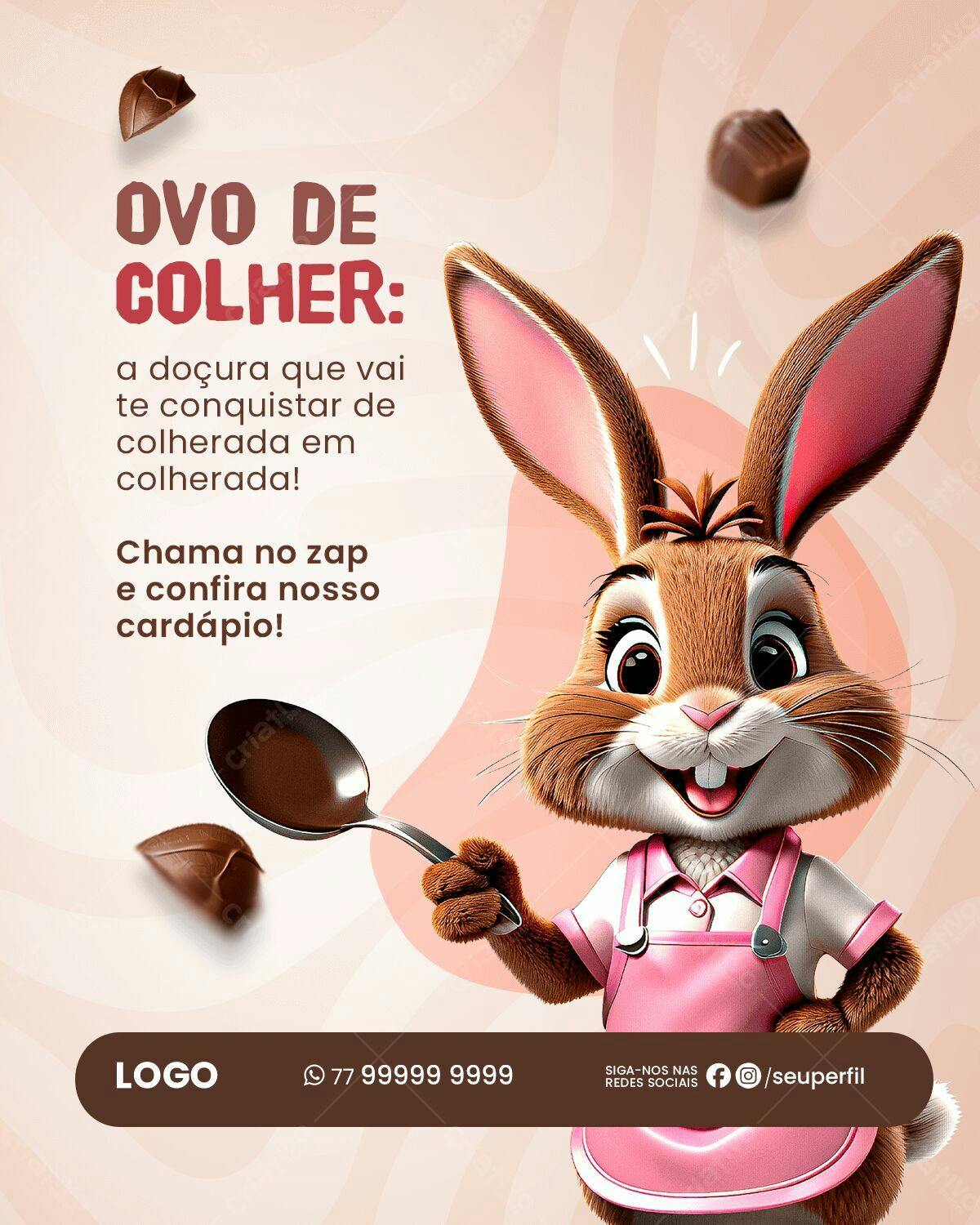 Cardápio Páscoa Ovo de Colher PSD Editável