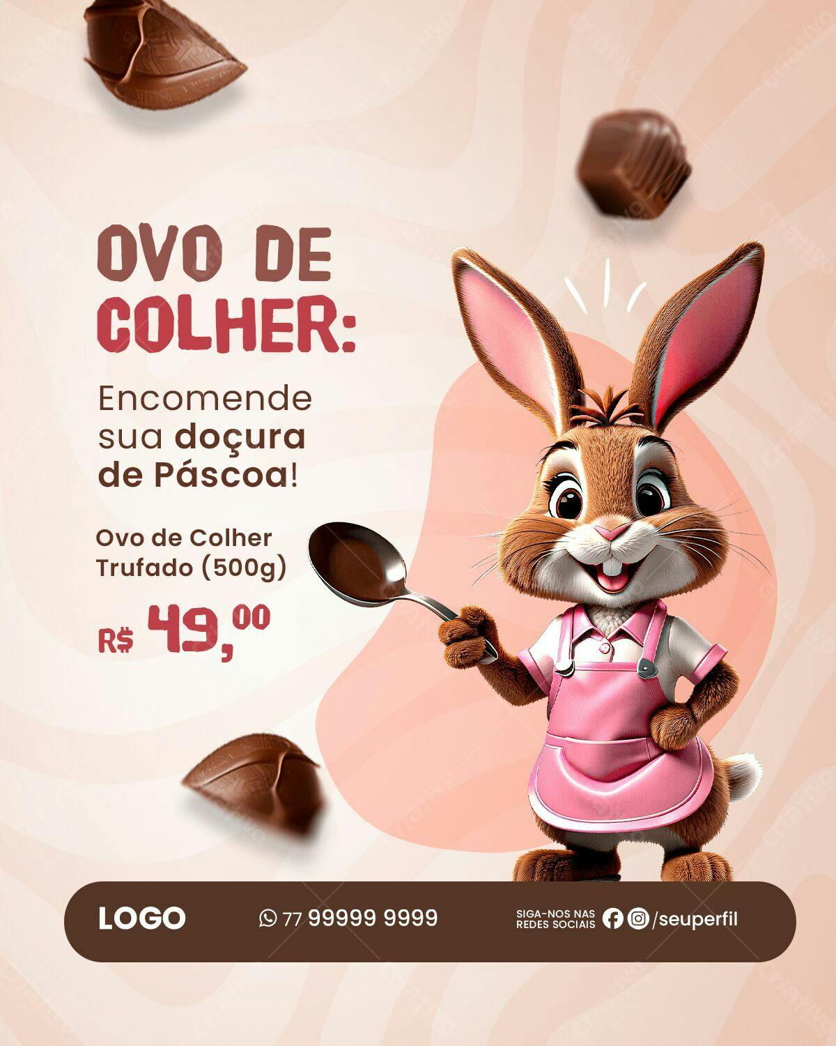 Flyer Páscoa Ovo de Colher PSD Editável