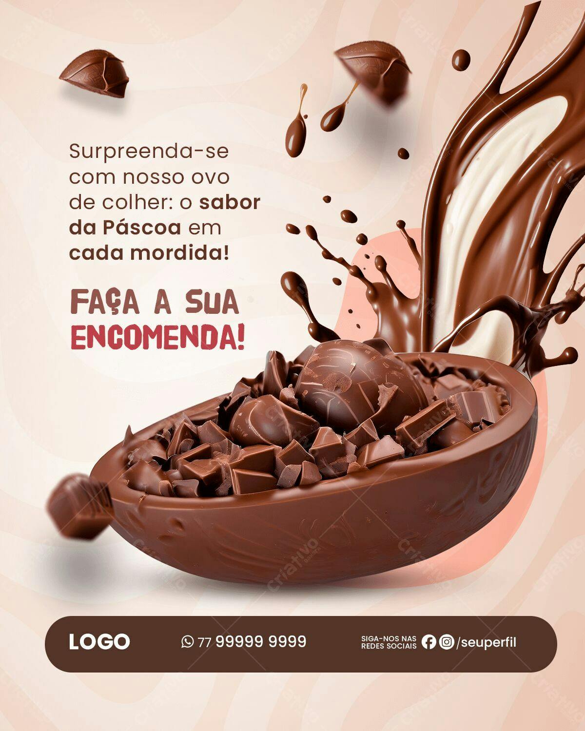 Post Páscoa Ovo de Colher PSD Editável