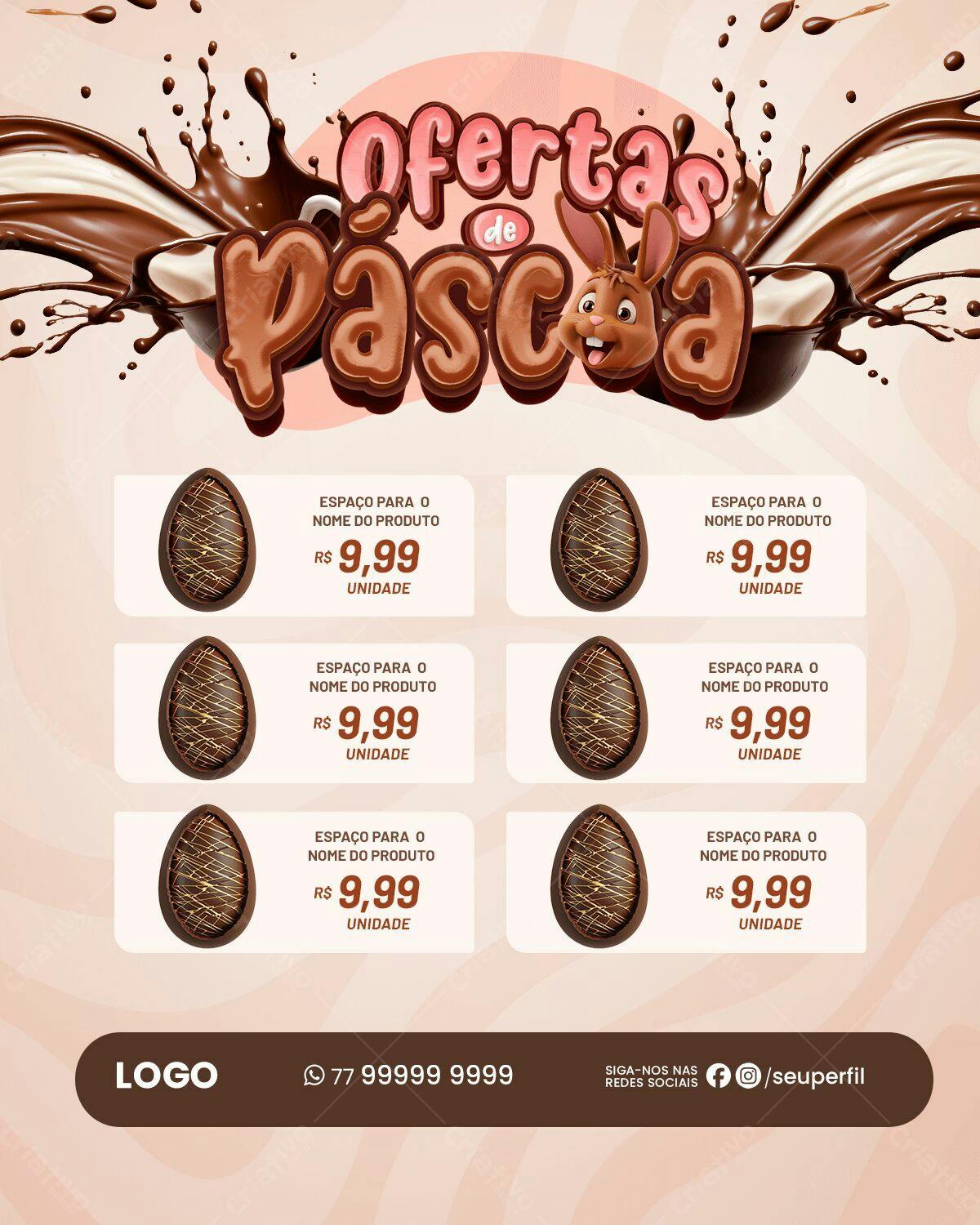 Flyer Ofertas de Páscoa PSD Editável