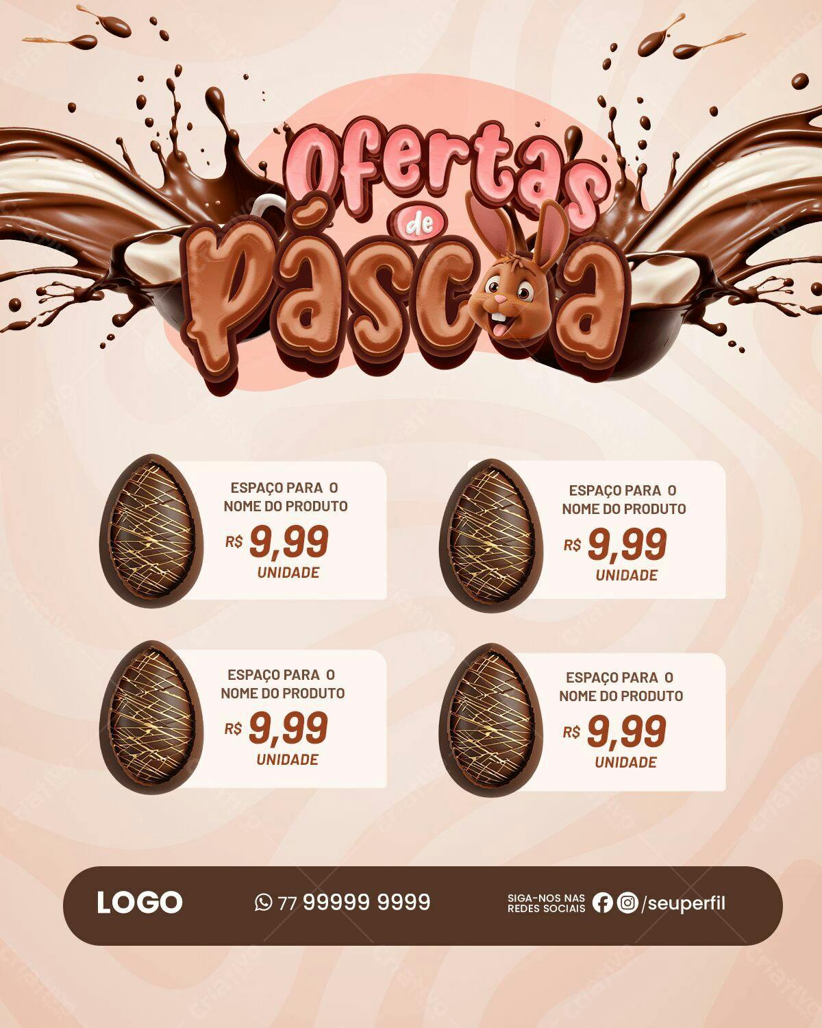 Flyer Ofertas de Páscoa PSD Editável