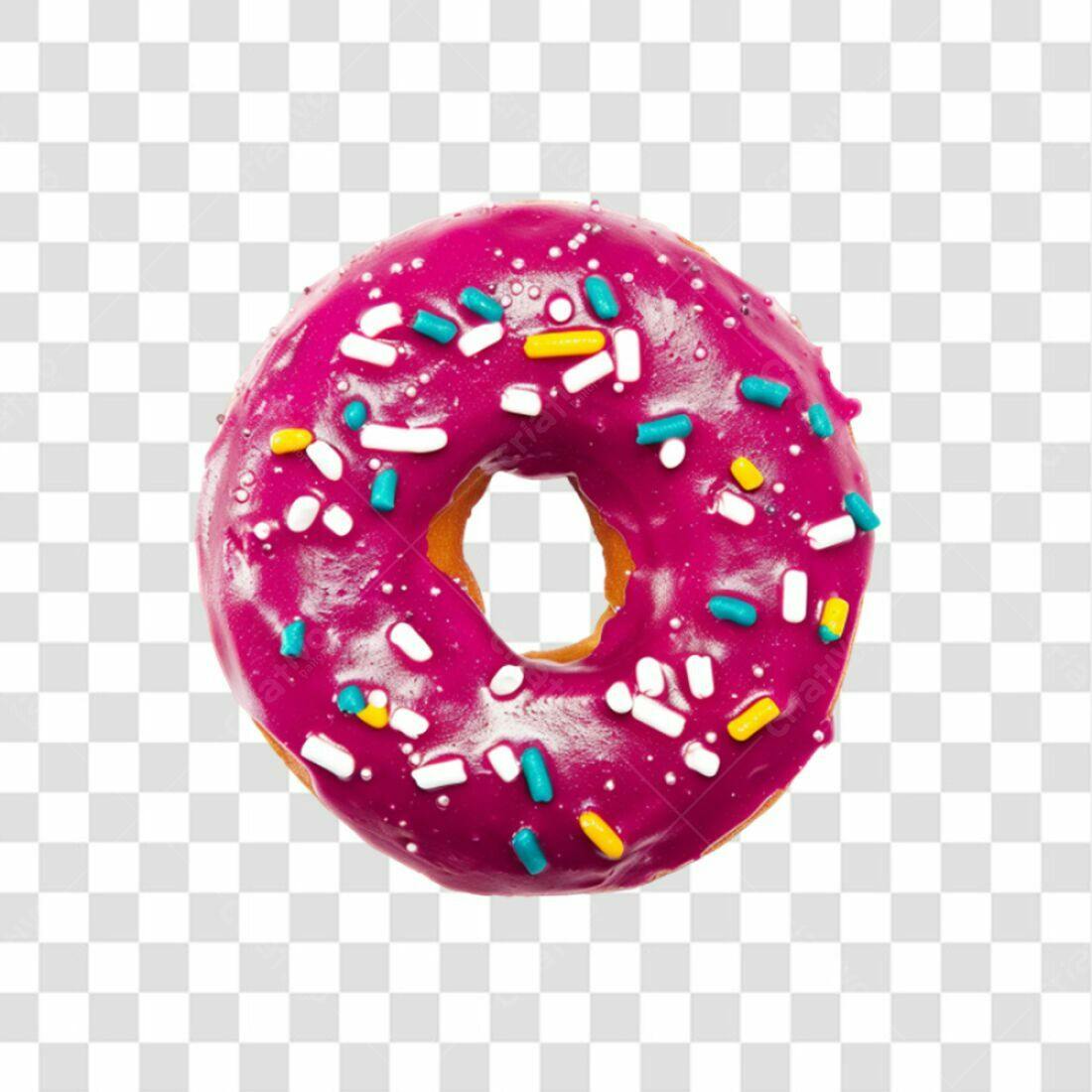 Icone Donut Rosa com Granulado PNG com fundo transparente