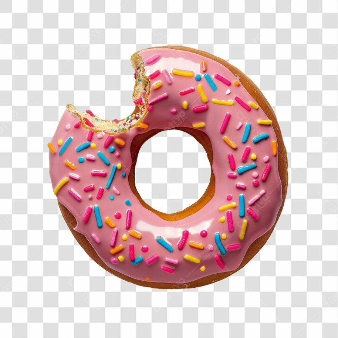Icone Donut Rosa com Granulado PNG com fundo transparente