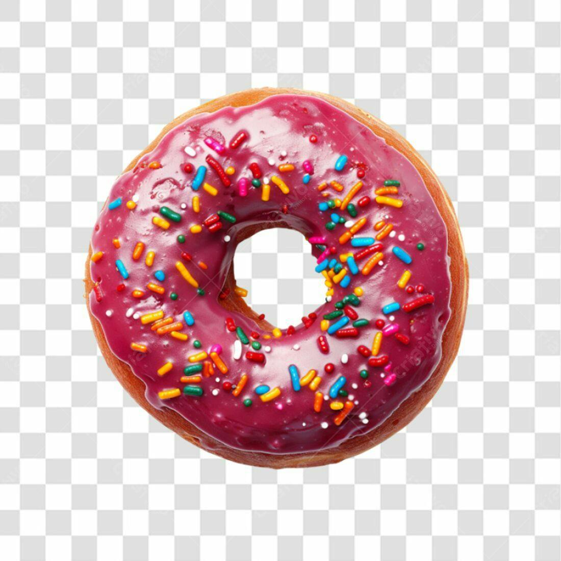 Icone Donut Rosa com Confeitos PNG com fundo transparente