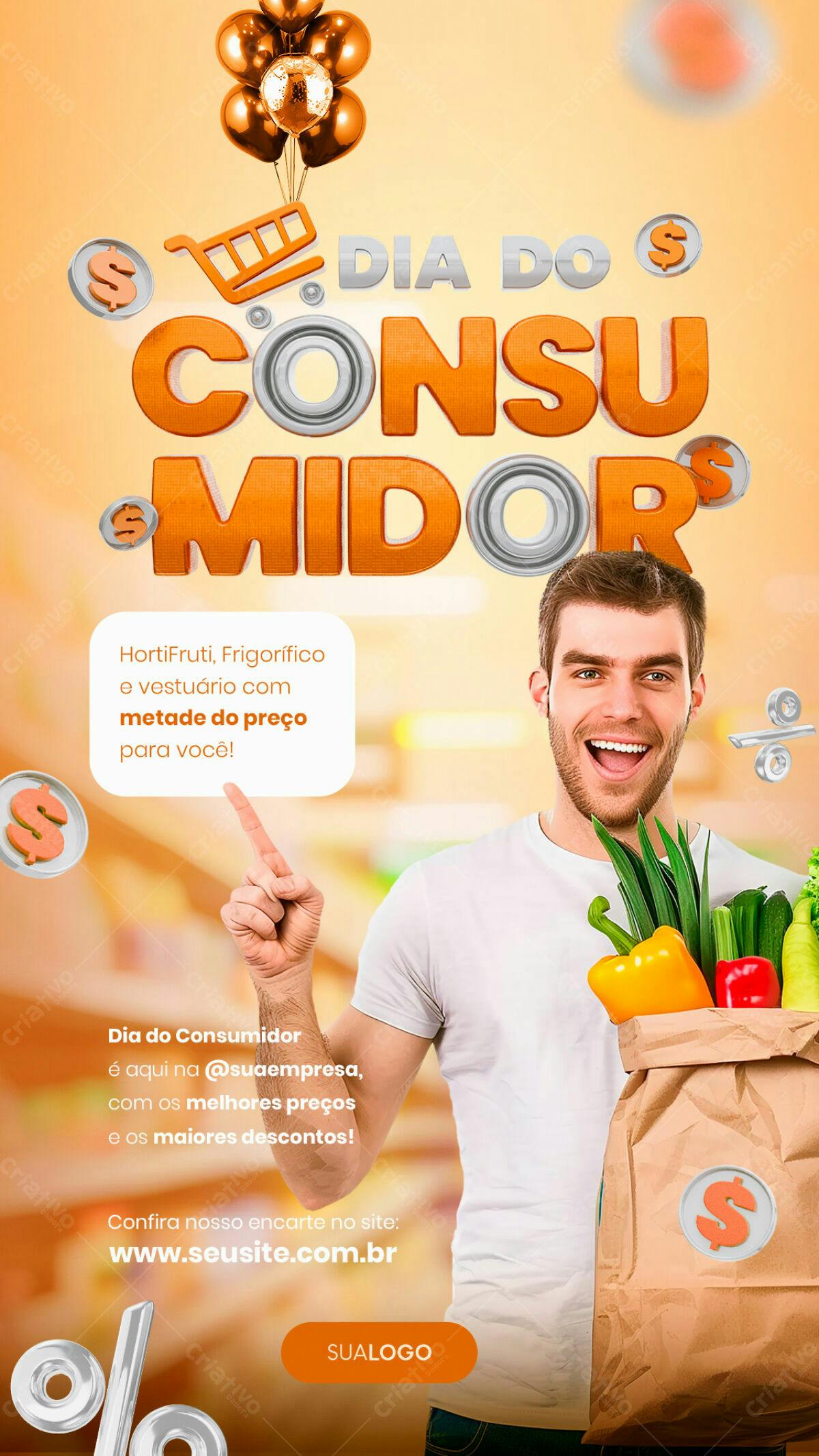 Flyer Dia do Consumidor com Ofertas PSD Editável