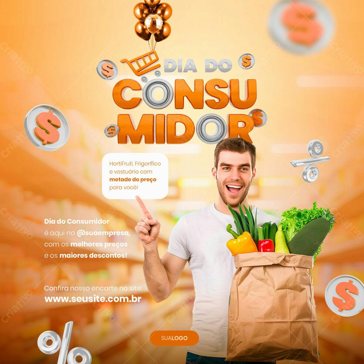 Flyer Dia do Consumidor com Ofertas PSD Editável