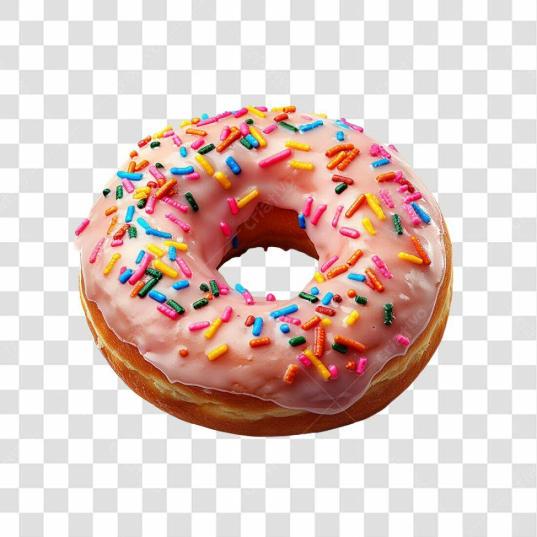 Icone Donut Rosa com Granulado PNG com fundo transparente