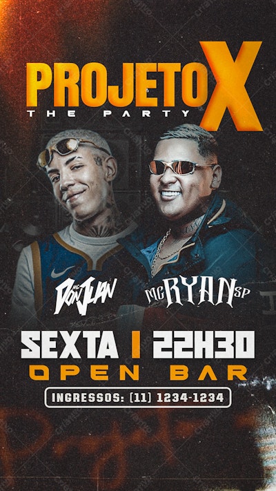Flyer Festa Projeto X com MC Don Juan e MC Ryan SP PSD Editável