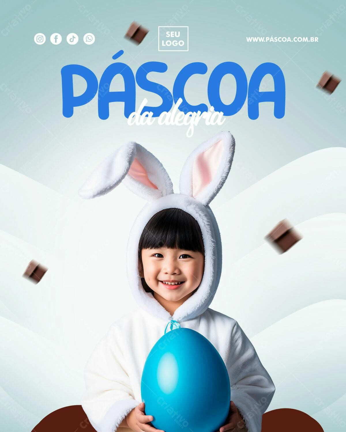 Flyer Páscoa da Alegria PSD Editável