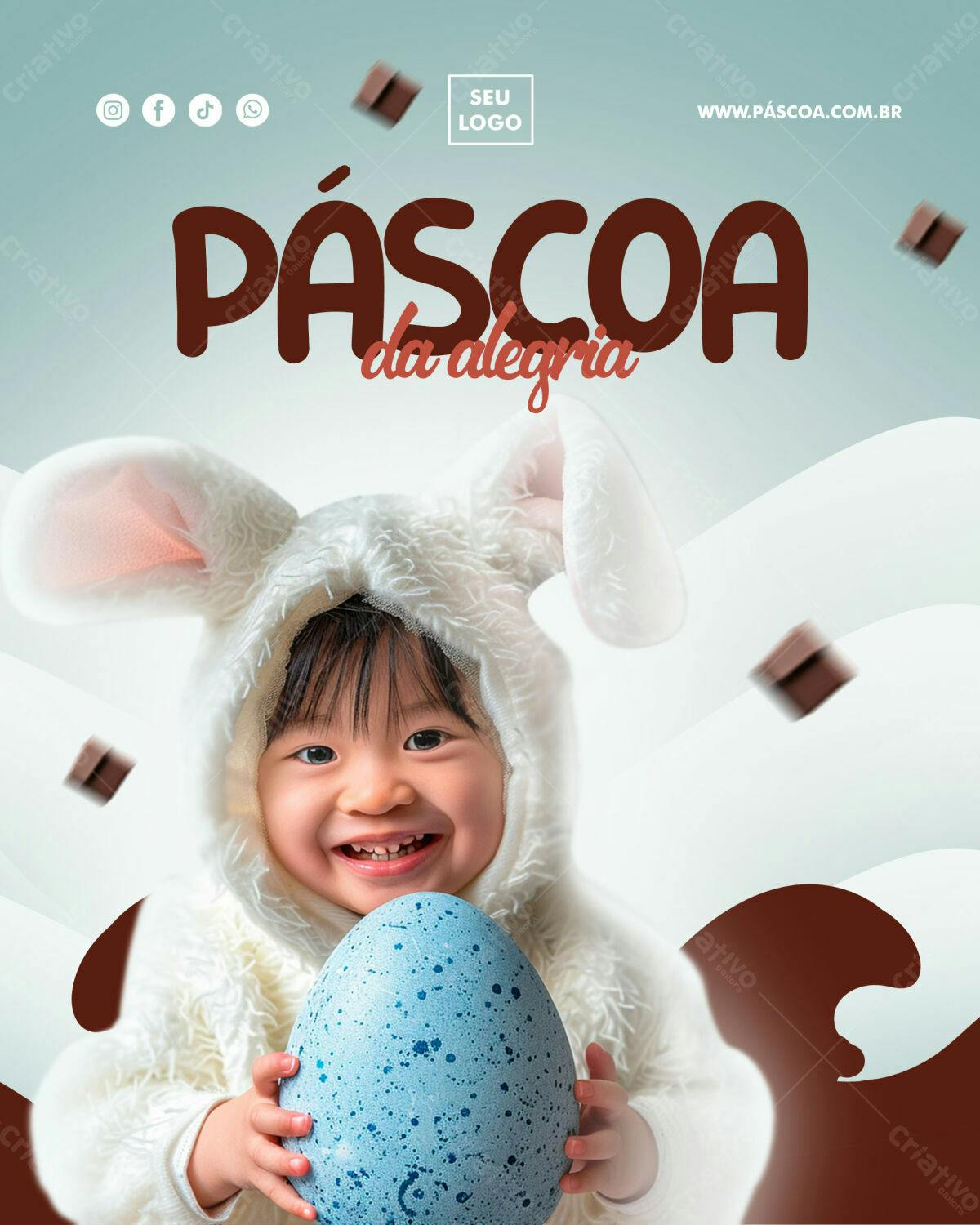 Flyer Páscoa da Alegria PSD Editável