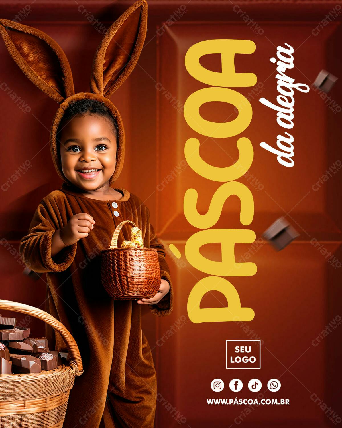 Flyer Páscoa com Criança PSD Editável