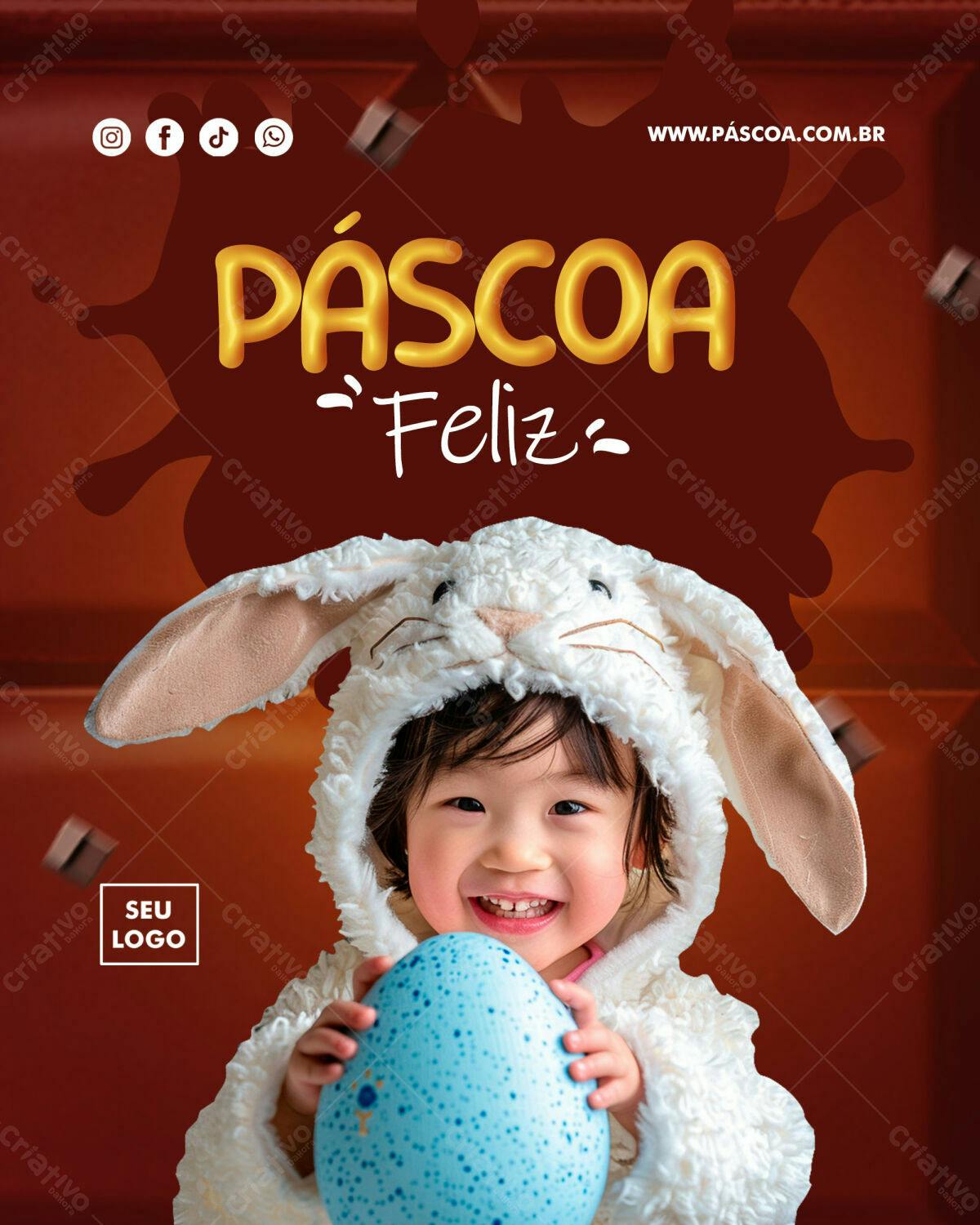 Flyer Páscoa Feliz PSD Editável