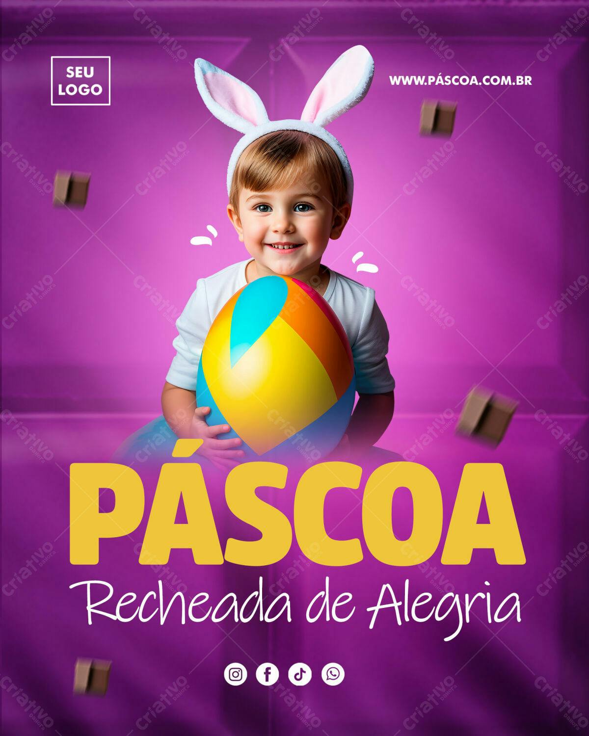 Flyer Páscoa Infantil PSD Editável