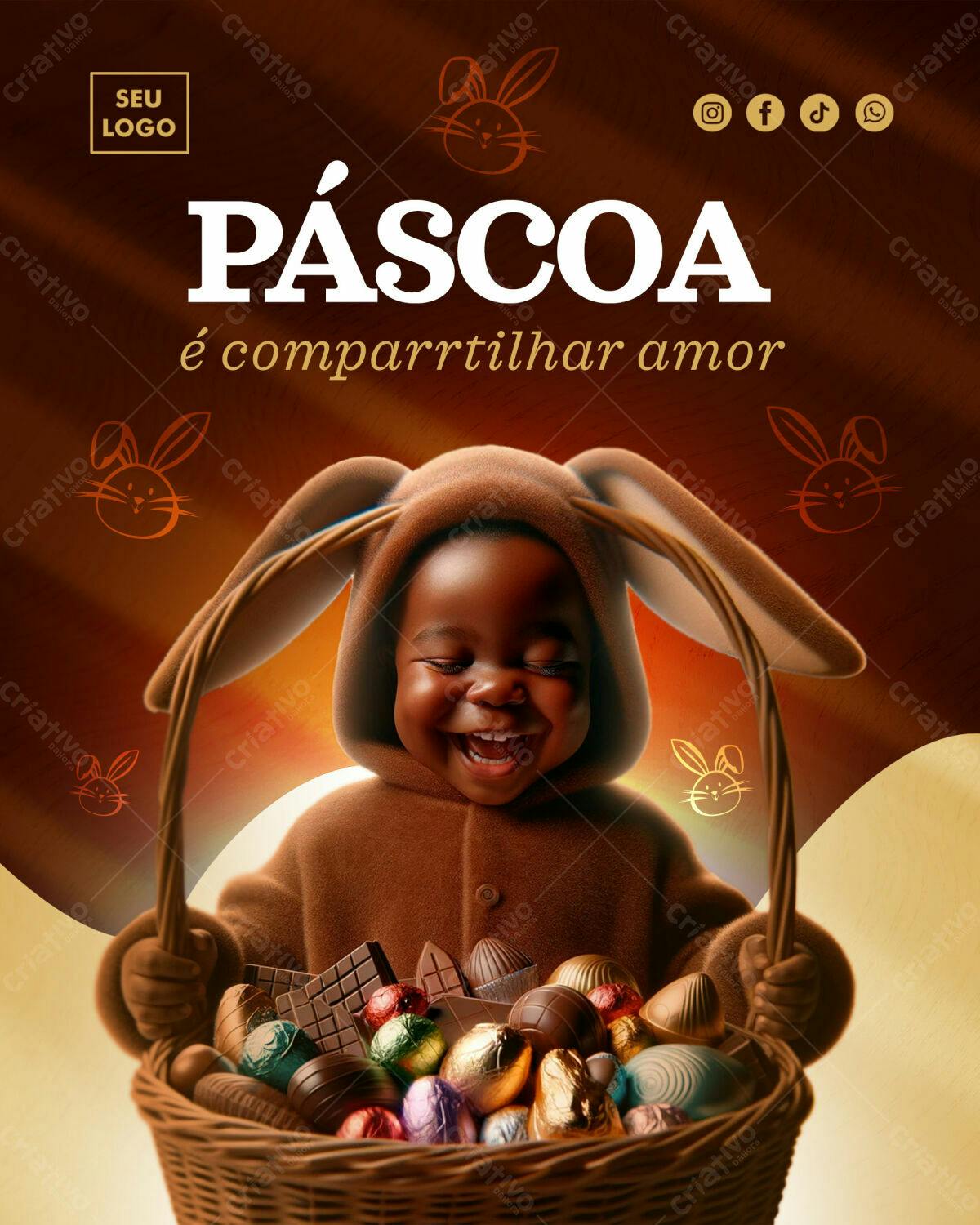 Flyer Páscoa com Bebê PSD Editável